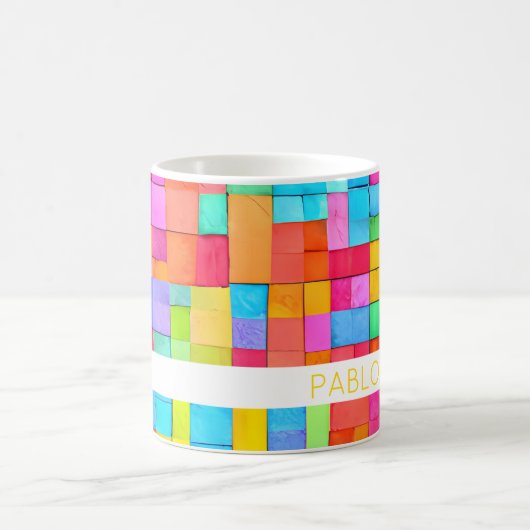 抽象芸術カラフルアーティスト名お尻のおもしろいのトレンモダンディング コーヒーマグカップ (中央)