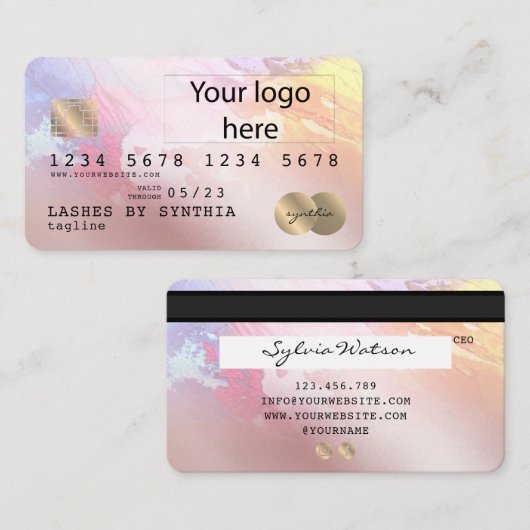 抽象芸術カラフルアートのクレジットカードにロゴを追加 名刺 (正面/裏面)