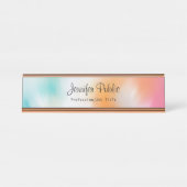 抽象芸術カラフルアートの手書きスモダンクリプト デスクネームプレート (正面)