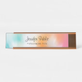 抽象芸術カラフルアートの手書きスモダンクリプト デスクネームプレート (正面)