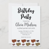 抽象芸術カラフルアートアーティストバースデーパーティー 招待状 (正面)