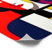 抽象芸術カラフルアートウーマン ポスター (角)