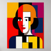 抽象芸術カラフルアートウーマン ポスター (正面)