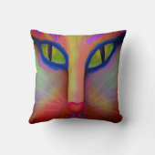 抽象芸術カラフルアートキャット顔 クッション (裏面)