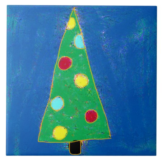 抽象芸術カラフルアートクリスマスツリー タイル (正面)