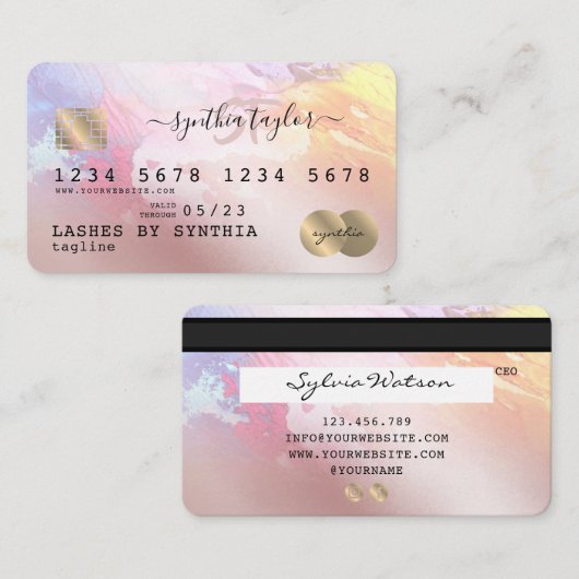 抽象芸術カラフルアートクレジットカードスタイルモノグラム 名刺 (正面/裏面)