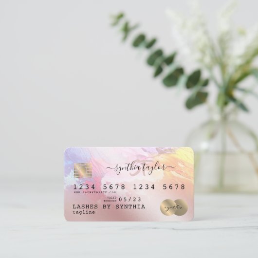 抽象芸術カラフルアートクレジットカードスタイルモノグラム 名刺 (スタンド正面)