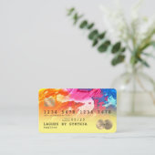 抽象芸術カラフルアートクレジットカードスタイル金ゴールド 名刺 (スタンド正面)