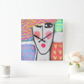 抽象芸術カラフルアートスクエアウォールクロック スクエア壁時計 (ホーム)