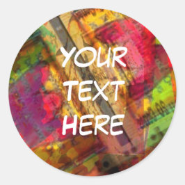 抽象芸術カラフルアートステッカー ラウンドシール