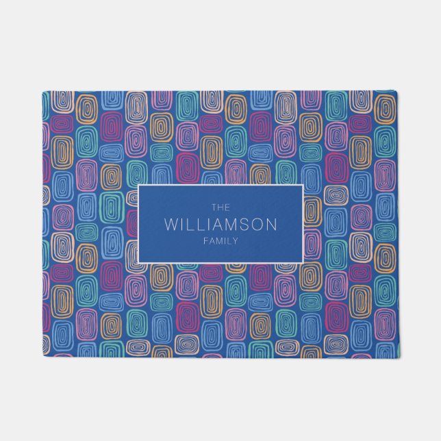 抽象芸術カラフルアートドードル ドアマット (正面)