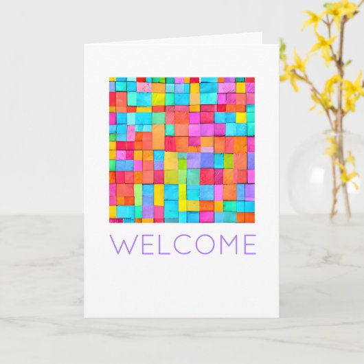 抽象芸術カラフルアートニューホームウェルカムモダン カード (黄色い花)