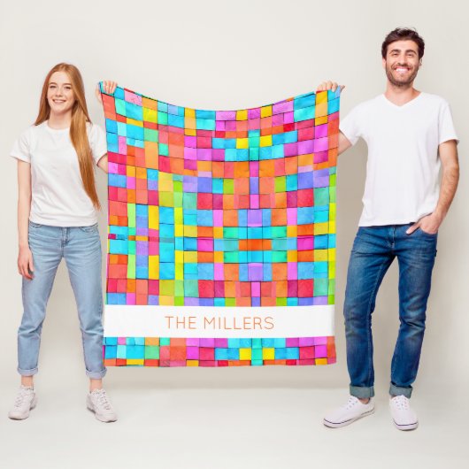 抽象芸術カラフルアートファミリー名モダンおもしろい フリースブランケット (インサイチュ)