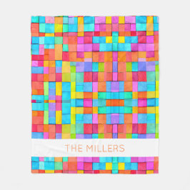 抽象芸術カラフルアートファミリー名モダンおもしろい フリースブランケット