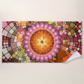 抽象芸術カラフルアートマンダラモザイクビーチタオル ビーチタオル (正面)