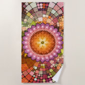 抽象芸術カラフルアートマンダラモザイクビーチタオル ビーチタオル (正面)