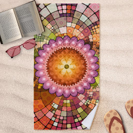 抽象芸術カラフルアートマンダラモザイクビーチタオル ビーチタオル