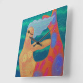 抽象芸術カラフルアートマーメイドスクエアウォールクロック スクエア壁時計 (傾斜)