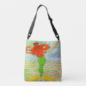 抽象芸術カラフルアートマーメイド クロスボディバッグ (裏面)