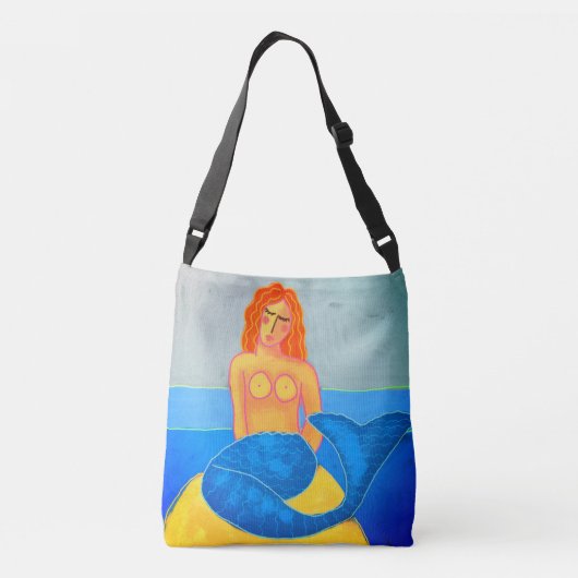 抽象芸術カラフルアートマーメイド クロスボディバッグ (裏面)