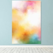 抽象芸術カラフルアートレッドイエローブルーパープルグリーン キャンバスプリント (インサイチュ (ウッドフロア))