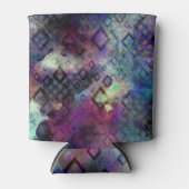 抽象芸術カラフルアート、ブラック、パープル、ブルース 缶クーラー (正面)