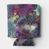 抽象芸術カラフルアート、ブラック、パープル、ブルース 缶クーラー (裏面)