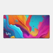 抽象芸術カラフルアート、ホワイトネーム デスクマット (正面)