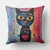 抽象芸術カラフルイエローアイドキャット装飾用クッション クッション (裏面)