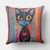 抽象芸術カラフルイエローアイドキャット クッション (裏面)