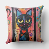 抽象芸術カラフルイエローアイドキャット クッション (裏面)
