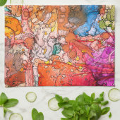 抽象芸術カラフルイラストレーションキッチンタオル キッチンタオル (折り畳み)