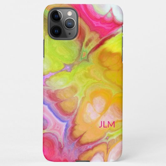 抽象芸術カラフルインクとモノグラム iPhoneケース (裏面)