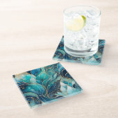 抽象芸術カラフルインクアートガラスコースター ガラスコースター (アングル)