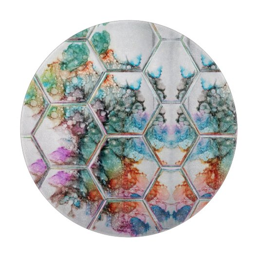 抽象芸術カラフルインクアート カッティングボード (正面)