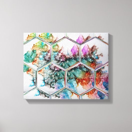 抽象芸術カラフルインクアート キャンバスプリント (正面)