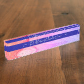 抽象芸術カラフルインクブロビューティッカスタムト デスクネームプレート (側面)