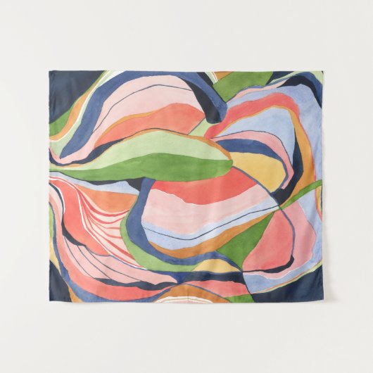 抽象芸術カラフルウォーターカラーアートタペストリー タペストリー (正面(横))