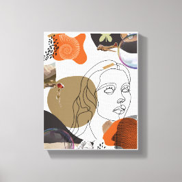 抽象芸術カラフルウーマン顔ウォールアート キャンバスプリント