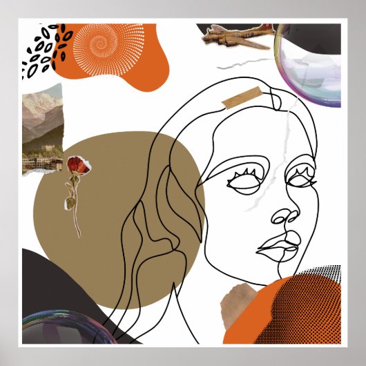 抽象芸術カラフルウーマン顔ウォールアート ポスター (正面)