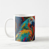 抽象芸術カラフルオウム コーヒーマグカップ (左)