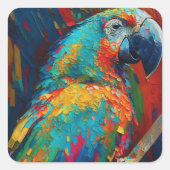 抽象芸術カラフルオウム スクエアシール (正面)