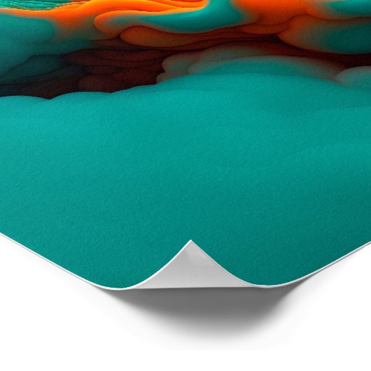 抽象芸術カラフルオレンジと青の煙パターン。 ポスター (角)