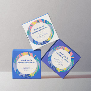 抽象芸術カラフルカスタムブライダルシャワーありがとう ラウンドシール