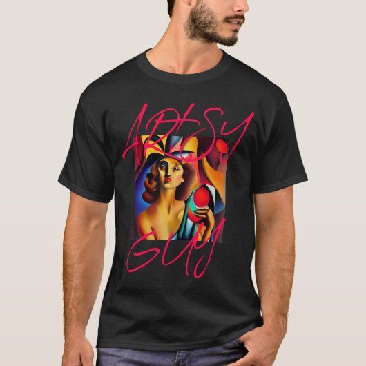 抽象芸術カラフルガイ引用文メンズTシャツ Tシャツ (正面)