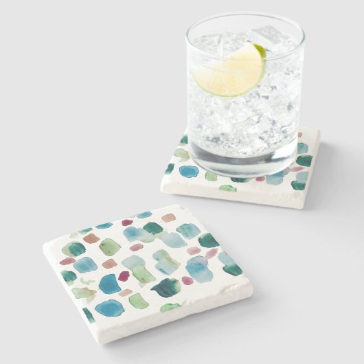 抽象芸術カラフルガラス水彩セラミック ストーンコースター (横)