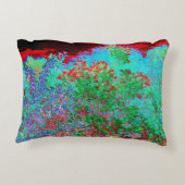 抽象芸術カラフルガーデンと夕日 アクセントクッション (裏面)