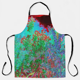 抽象芸術カラフルガーデンと夕日 エプロン