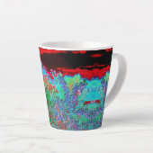 抽象芸術カラフルガーデンと夕日 カフェラテマグ (右アングル)