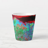 抽象芸術カラフルガーデンと夕日 カフェラテマグ (正面)